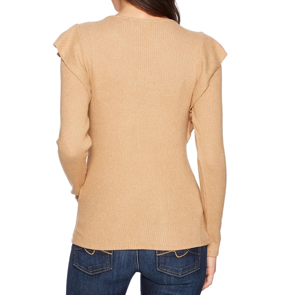 Lucky Brand Brown Ribbed Knit Ruffle Top | Size XS - Picture 9 of 10